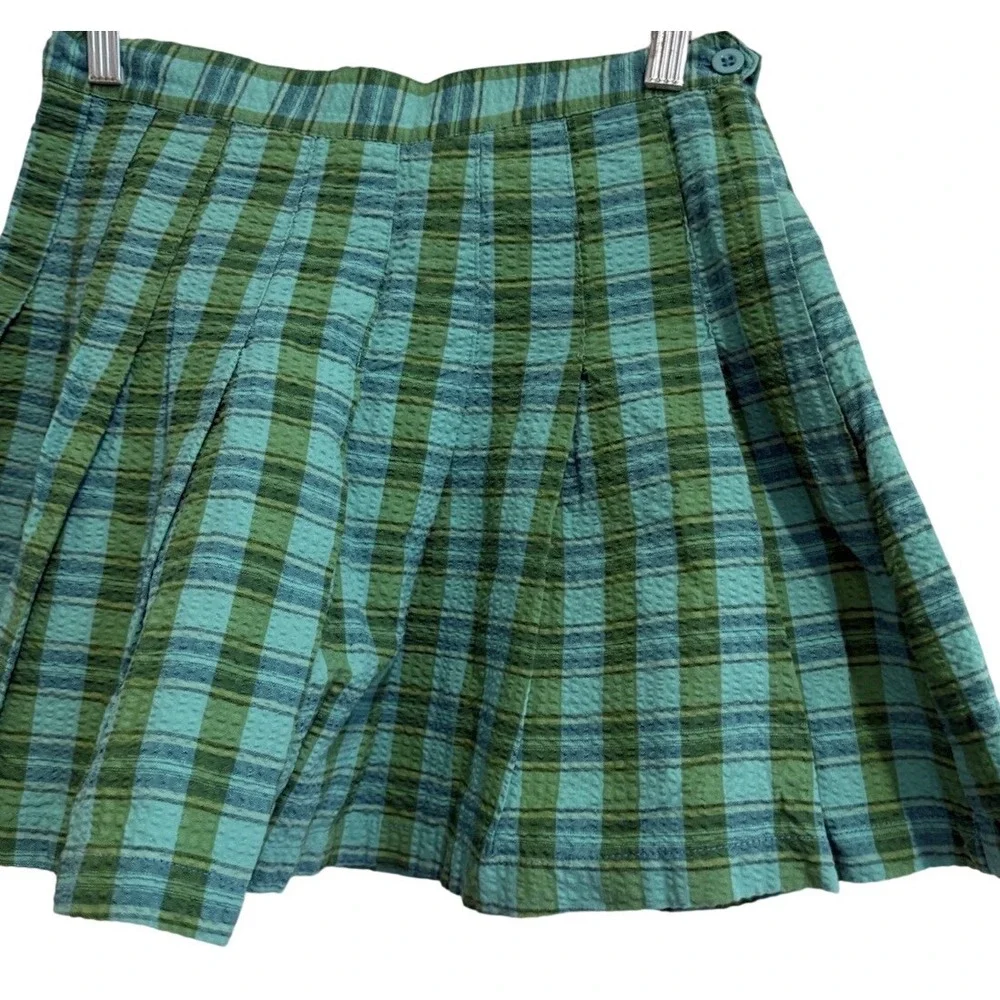 Urban‎ Outfitters Katie Plaid Pleated Mini Skirt Teal Green Women Sz M Y2K Retro